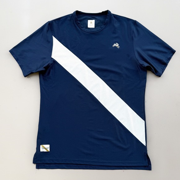 Tracksmith Other - TRACKSMITH Van Cortlandt Tee Medium Navy Ivory Stripe Performance Running Shirt